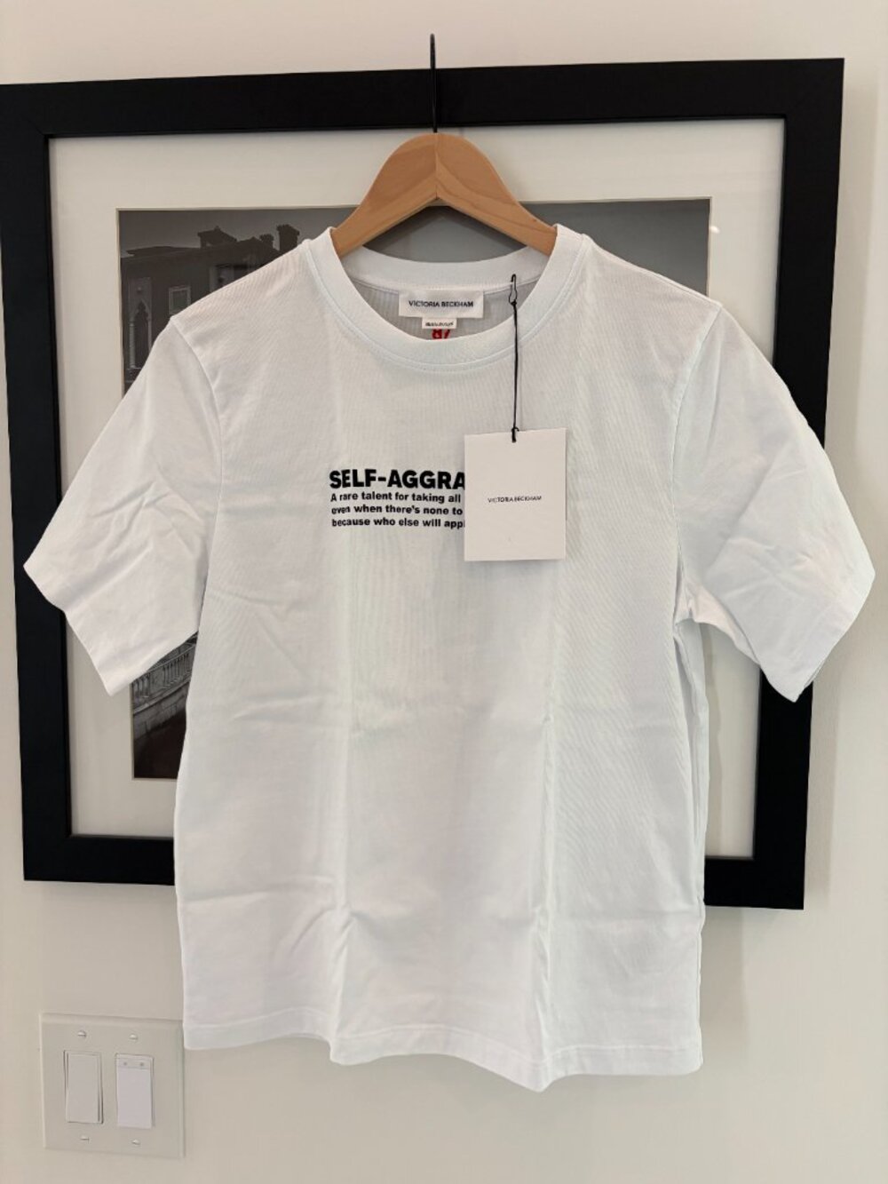 VICTORIA BECKHAM SLOGAN T SHIRT - WHITE  NWT XS
